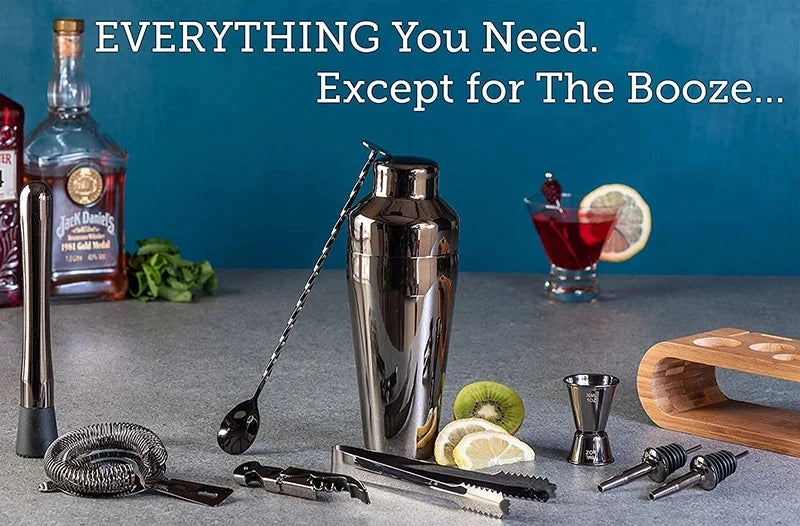 Mixology Bartender Kit: 10-Piece Bar Tool Set with Stylish Bamboo Stand Bar Tool