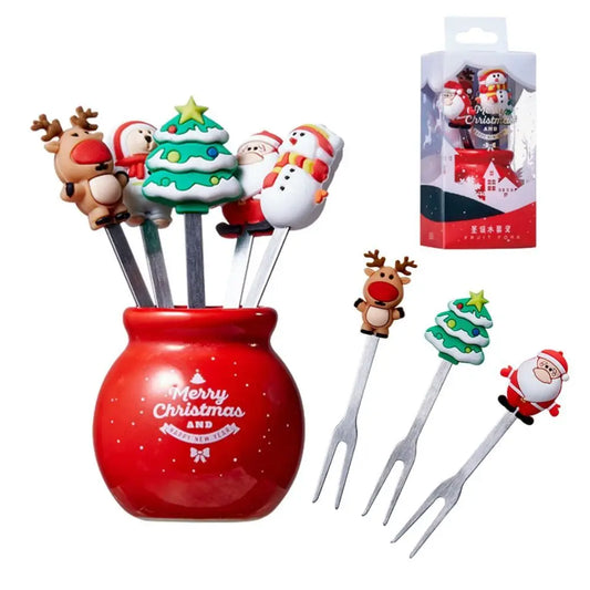 Festive Fruit Forks With Holder