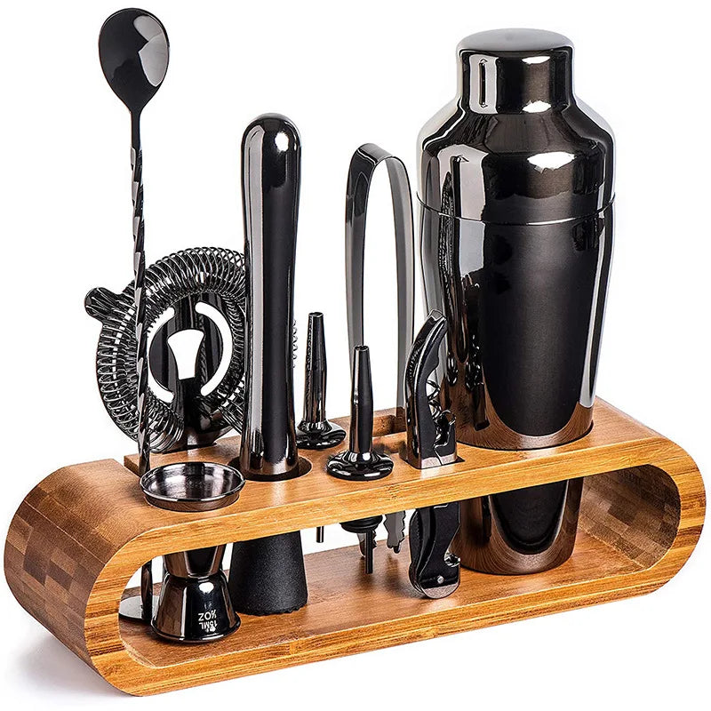Mixology Bartender Kit: 10-Piece Bar Tool Set with Stylish Bamboo Stand Bar Tool