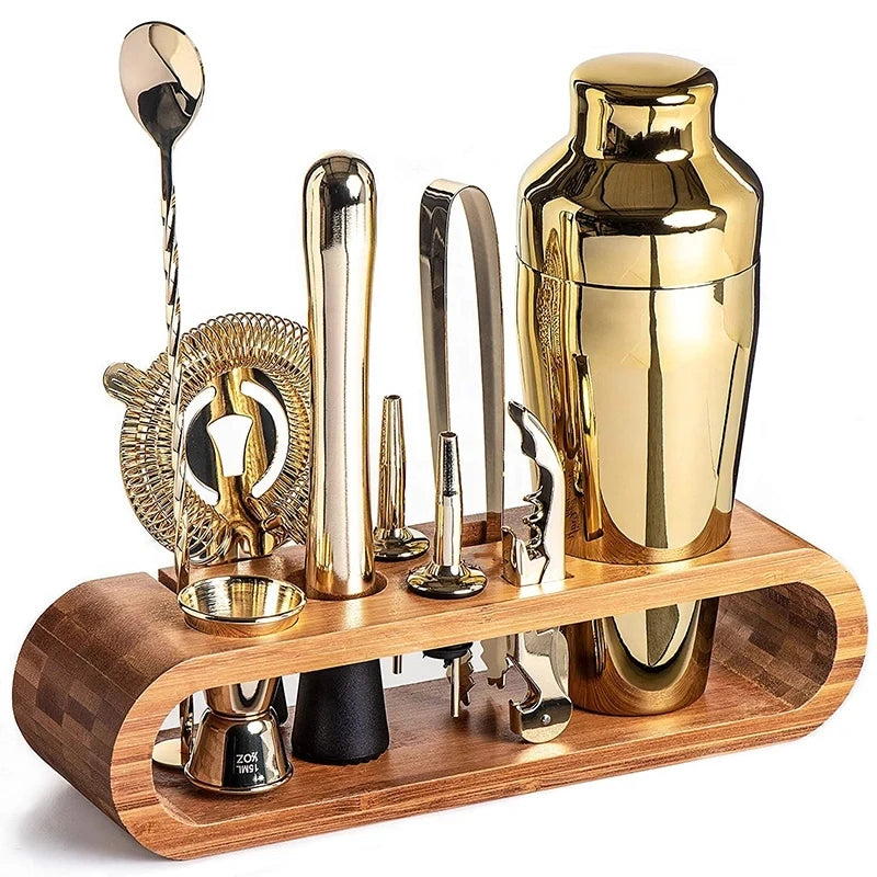 Mixology Bartender Kit: 10-Piece Bar Tool Set with Stylish Bamboo Stand Bar Tool